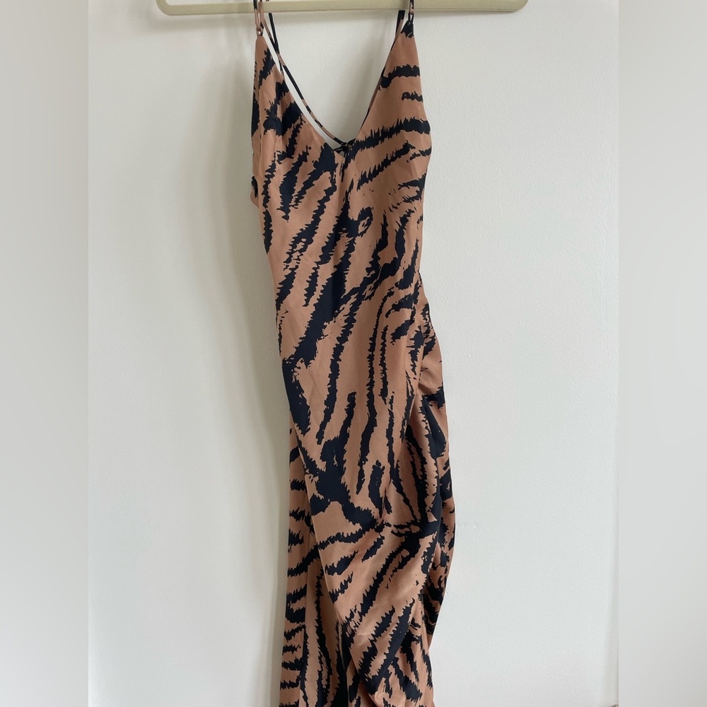 Brown and Black Animal Print Slip Dress